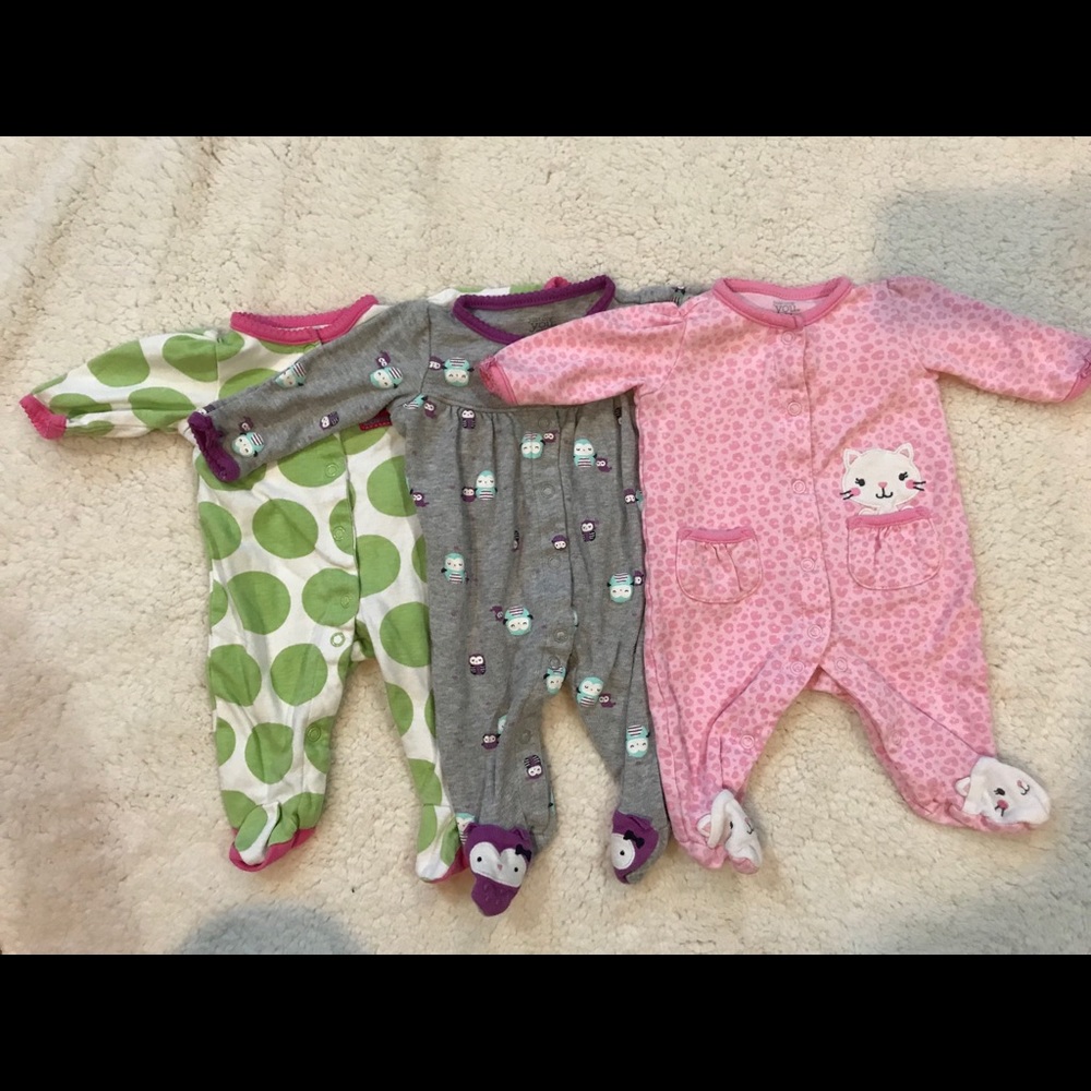 Lot of 3 Carter’s Newborn Snap Pajamas